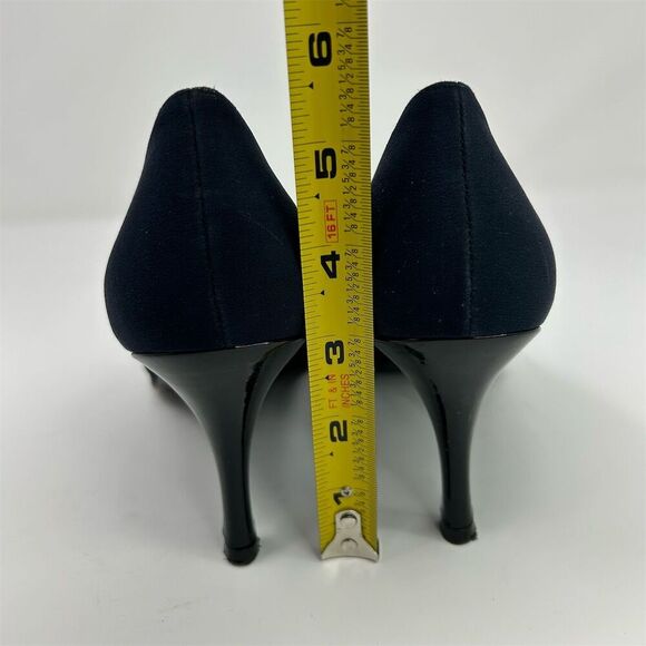 Stuart Weitzman Women's Navy Blue Pointed Toe Bow Swirled Heels Size 10.5 Narrow - Picture 8 of 14